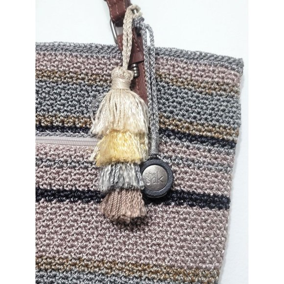 THE SAK Silverwood Crochet Shoreline Bucket Hobo Bag Multicolor Striped 15x13 - Picture 4 of 10